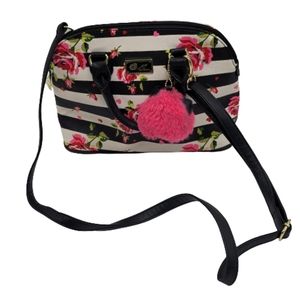 Luv Betsy Johnson Floral Striped Crossbody Handbag